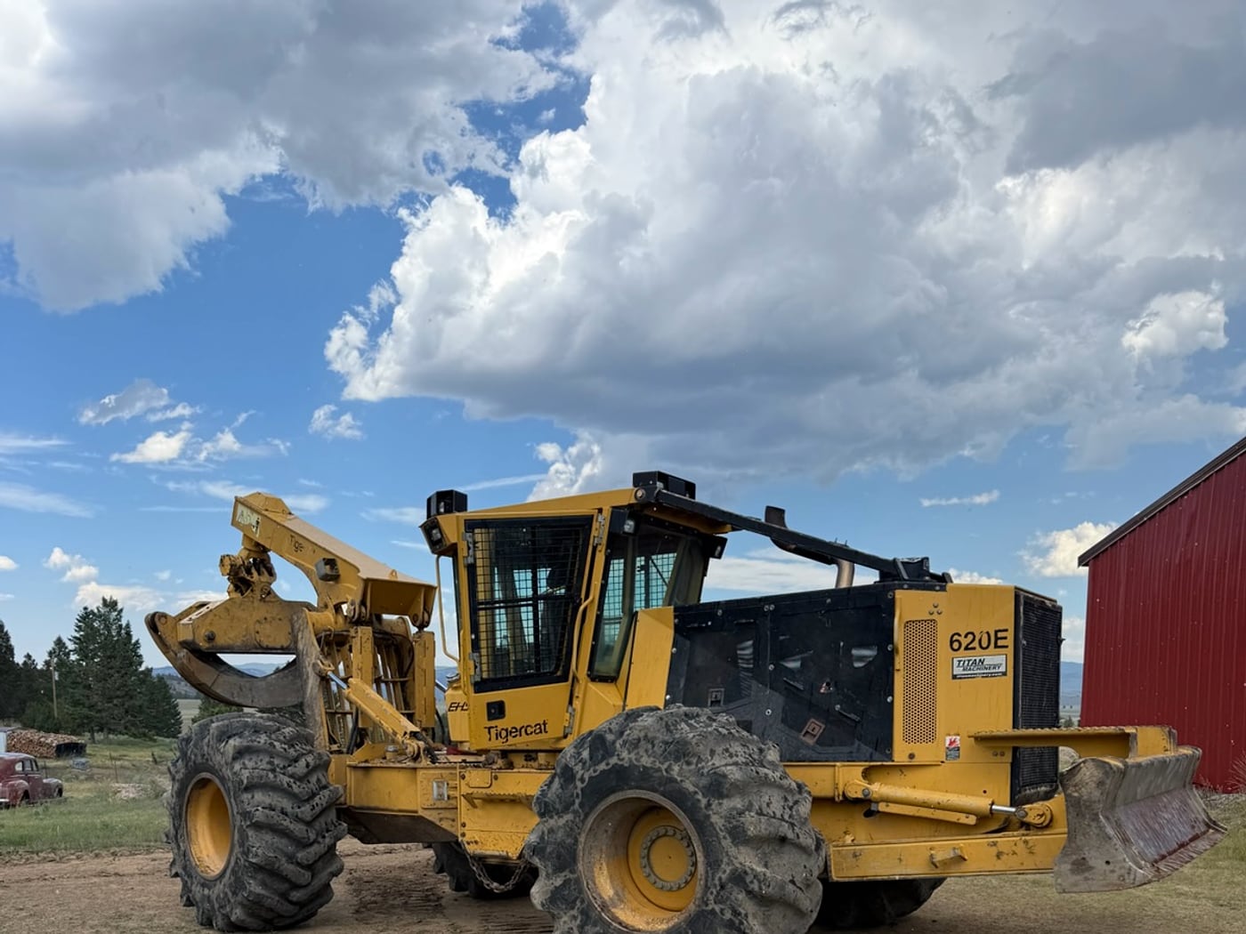 Over The Top's Tigercat 620E skidder on a Montana clearing job